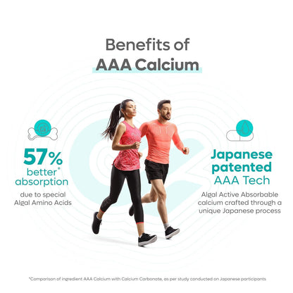 Cal StrongBones | Active Absorbable Calcium + Vit D3 for Strong bones | Calcium Tablets for Men & Women & Kids | Using Patented Japanese technology | 30 tabs