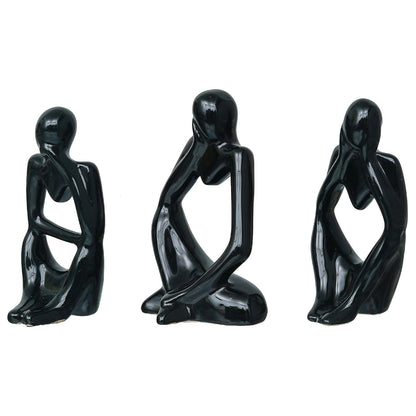 eCraftIndia Resin Decorative Thinking Human Figurines Statues Showpieces (Set of 3, Black)| Home Decor Items for Living Room Bedroom Hall Office Desk Bookshelf Table| Home Decor Gifts for Birthday