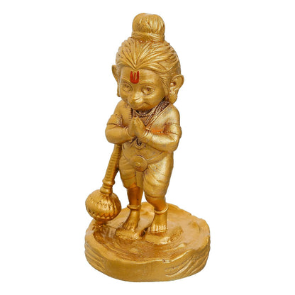 Premium Resin Bal Lord Hanuman Showpiece for Home Decor, Hanuman Idol Statue for Car Dashboard | Hanuman Ji Bajrang Bali Ki Murti for Home and Office Temple (3.14" Inches Gold)
