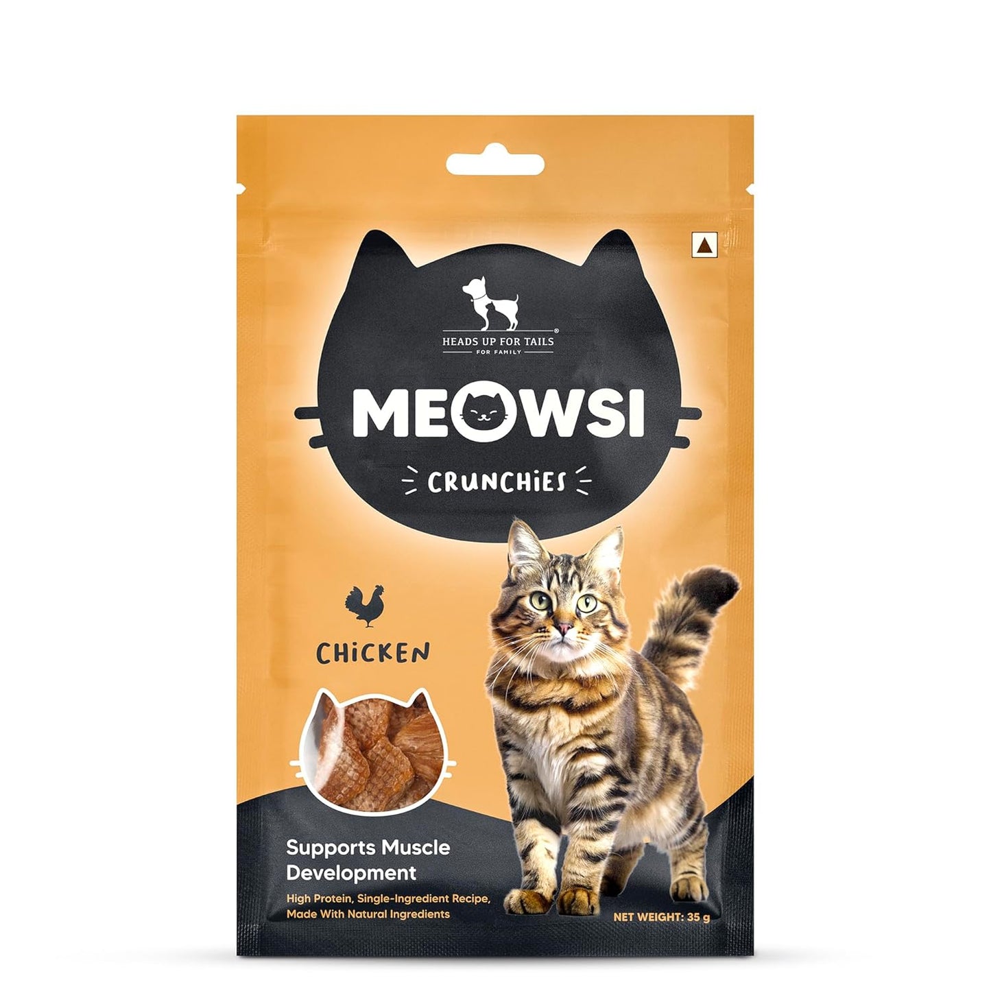 Meowsi by HUFT Chicken Crunchies Cat Treats – 35 gm | Protein-Rich Crunchy Cat Snacks | Tasty Chicken Treat for Cats & Kittens | Supports Dental Health | Ideal Training Reward