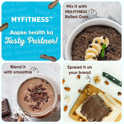 MYFITNESS Peanut Butter Chocolate Spread Crunchy | 23g Protein & 9g Fiber | Healthier Nut Butter Spread for Breakfast, Snacks & Bread Treats | Cholesterol Free | Zero Trans Fat