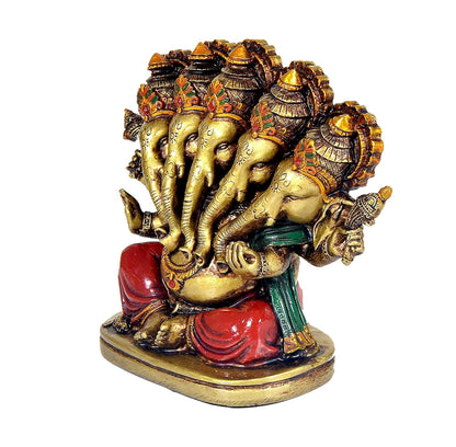Panchmukhi Ganesha Idol, 5 Face Ganpati Murti Statue for Home Decor, Pooja Room, Home Temple, Living Room, Office & Festive Decoration