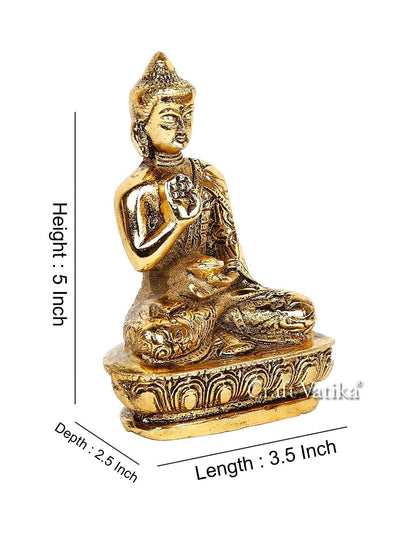 CraftVatika Lord Buddha Idol Statue showpiece for Spiritual & Festive Decor Gift | Metal Figure for Living Bed Room Table Top Diwali Decoration Items & Gifting, Gold