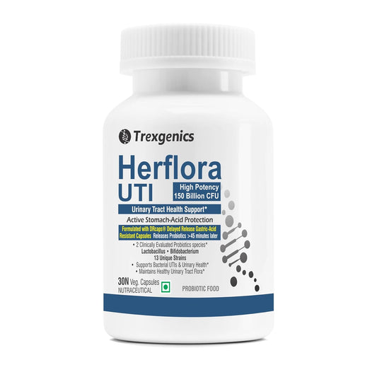 Trexigenics Herflora UTI supplement bottle on a white background