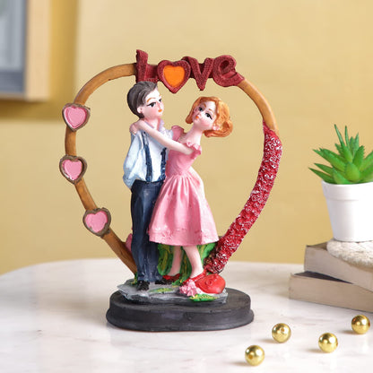Love Couple Home Decorative Showpiece, Couple on Heart Sculpture Figurine Gift for Home Decor, Table Top, Couple, (5.8x3x7 Inches)