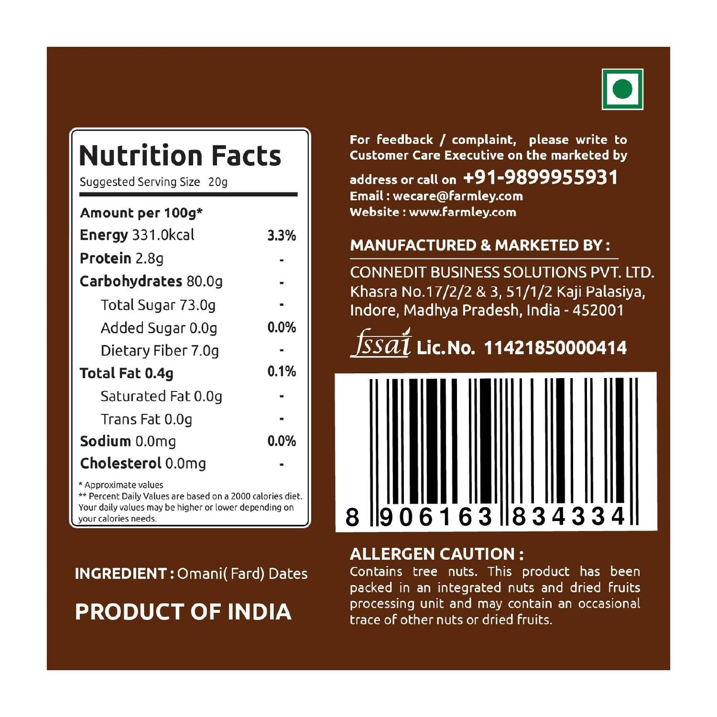 Farmley Omani Fard Dates/Khajur, 500 g | Healthy Snacks, Rich in Fibre, Naturally Sweet, Naturally Low-Fat Food