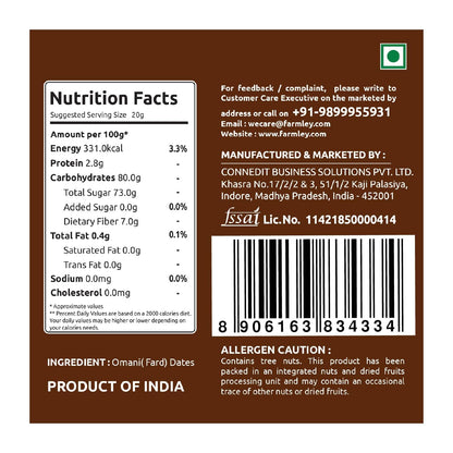 Farmley Omani Fard Dates/Khajur, 500 g | Healthy Snacks, Rich in Fibre, Naturally Sweet, Naturally Low-Fat Food
