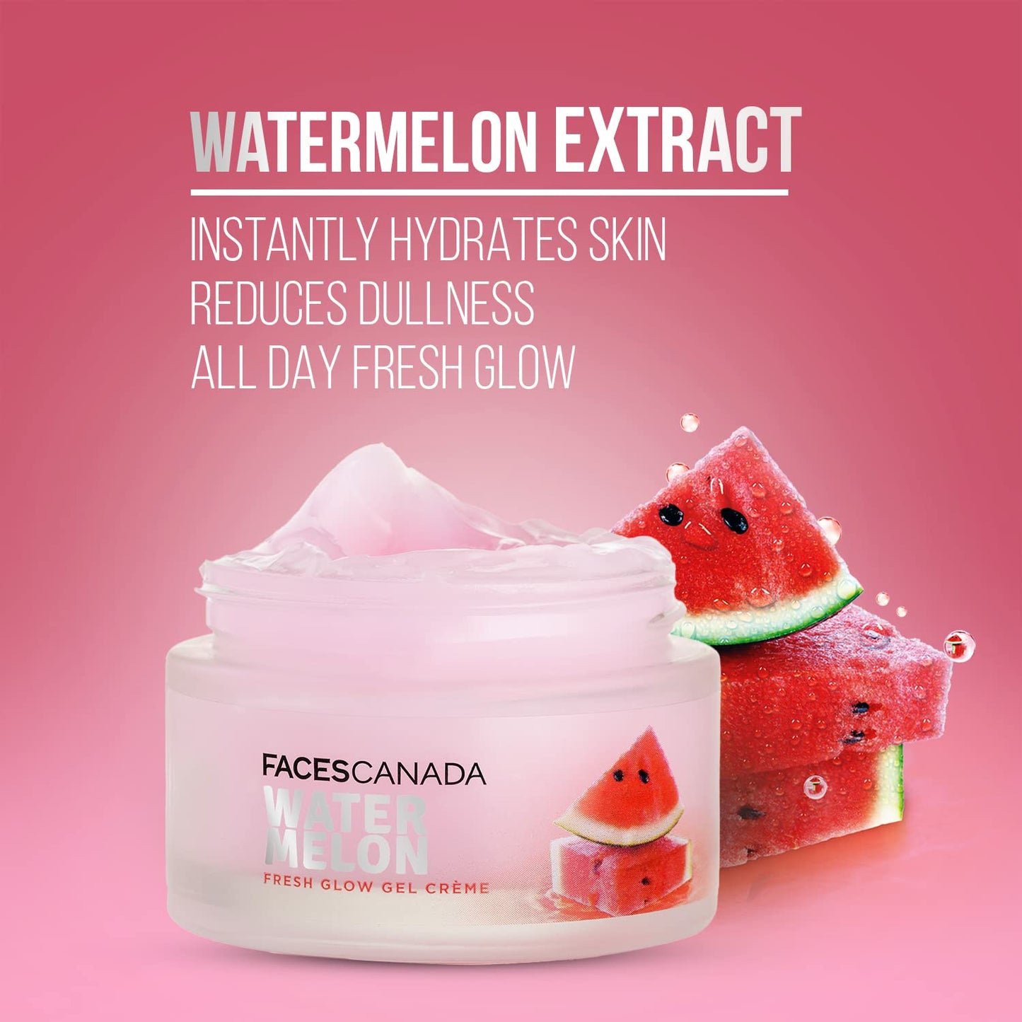 FACESCANADA Watermelon Fresh Glow Gel Creme, 50g | Niacinamide & Vitamin C & B5 | Youthful Glow | No Hyperpigmentation | Soft & Smooth Skin| Refreshing Face Moisturiser For All Skin Types | Vegan