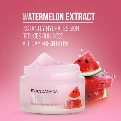 FACESCANADA Watermelon Fresh Glow Gel Creme, 50g | Niacinamide & Vitamin C & B5 | Youthful Glow | No Hyperpigmentation | Soft & Smooth Skin| Refreshing Face Moisturiser For All Skin Types | Vegan