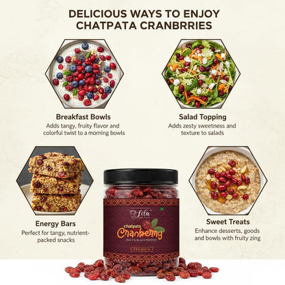 LILA DRY FRUITS Flavoured Cranberries with Black Pepper & Pink Salt | Dried Cranberry Snack Tangy Spicy Cran Berries for Healthy Snacking & Munching Perfect for Gifting
