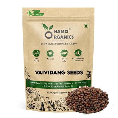 Namo Organics Vaividang Seeds packaging with seeds displayed on a white background