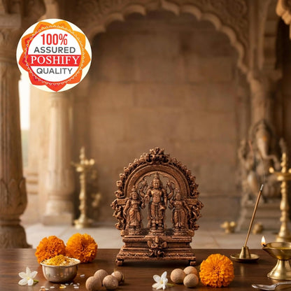 Pure Copper Ramdarbar Murti | Handcrafted Copper Idol for Pooja Room, Vastu Decor | Traditional & Auspicious Religious Hindu God Showpiece & Gift Item | 126gm (7.5x5 cm)