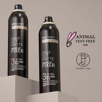 Swiss Beauty Prep Set Matte Makeup Fixer | Natural Matte Finish | With Vitamin E and Hyaluronic Acid | Long Lasting | 3-in-1 micro-fine spray | 120ml