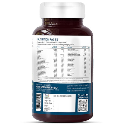Bliss Welness Teenage Girl Multivitamin With Vitamin, Minerals, Calcium Magnesium Zinc, Aloe Vera Extract, Bamboo and Grapeseed Extract For Immunity, Hair Skin Nails, Bone & Joint Health - 60 Tablets