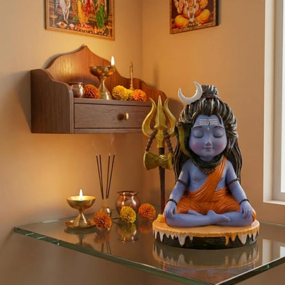 Shivji Idol for Car Dashboard, Home Temple & Office Desk | Compact Resin Mahadev Murti for Puja Room, Table Decor & Spiritual Gift | Small Lord Shiva Statue (Mahadev Mini Statue)