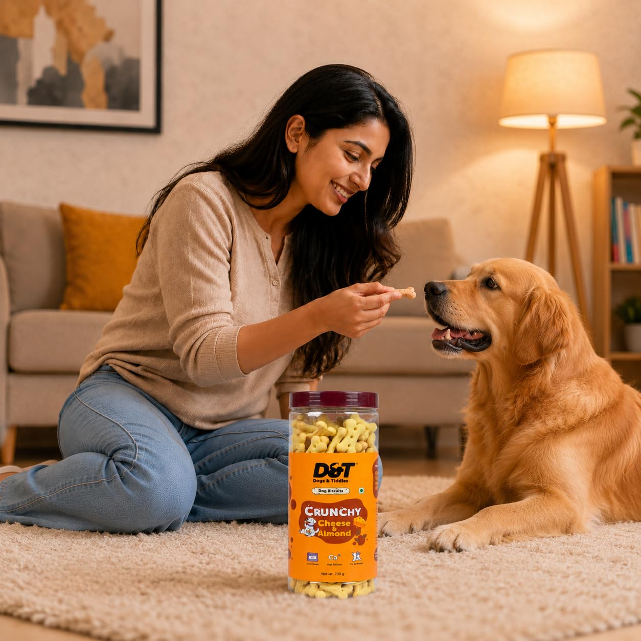 Dogs & Tiddles Cheese & Almond Dog Biscuits 700g | Oven Baked Crunchy Dog Treats | High Calcium Dog Snacks for All Life Stages & All Breeds