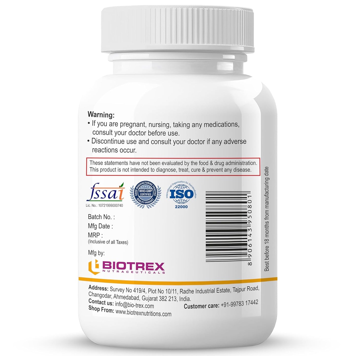 Biotrex Nutraceuticals Taurine 500mg - 60 Veg Capsules