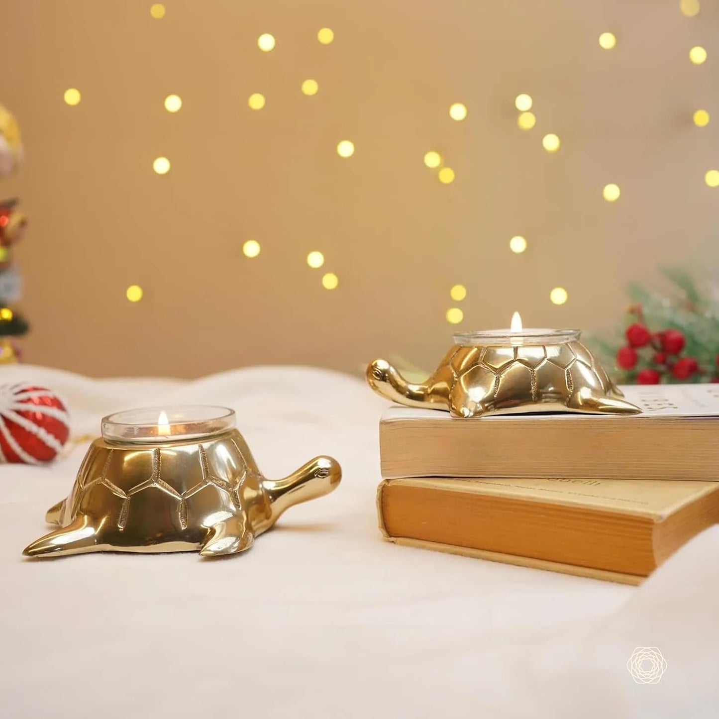 BEHOMA Golden Turtle Votive Holder Mother and Child Set