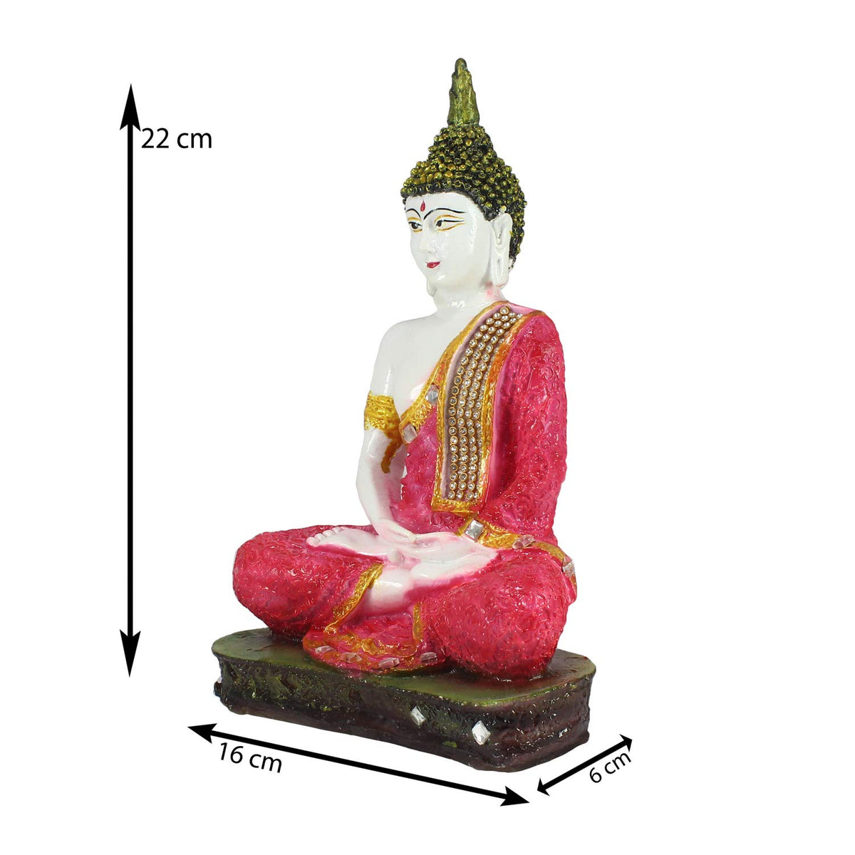 Red Buddha Decorative Showpiece - 24 cm