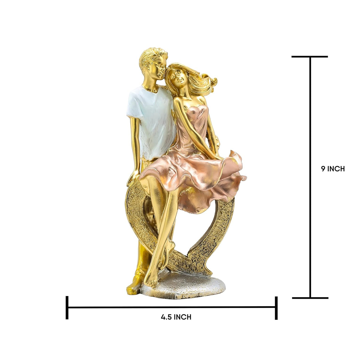 Romantic Loving Couple Statue Showpiece | Golden & White Finish | Valentine, Anniversary & Birthday Gift for Him/Her | Home Decor Figurine