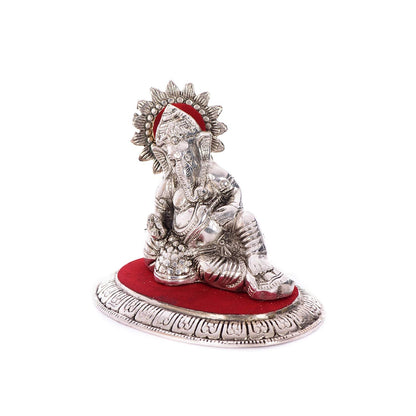 Brass Ganesha Idol Sitting with Musand Pillow - Lord Ganesha Idol for Home Decor Office Car Dashboard- Ganesha Statue for Puja Room- Ganpati Murti- God Statue Gift for Diwali, Birthday
