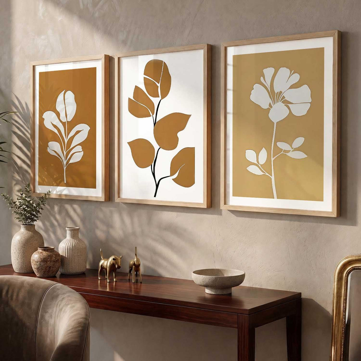 Boho Art Home Decoration Painting | Paintings With Frame For Living Room Bed Room Hotel Wall Decor Digital Reprint Set of 3 (13X17 inch)