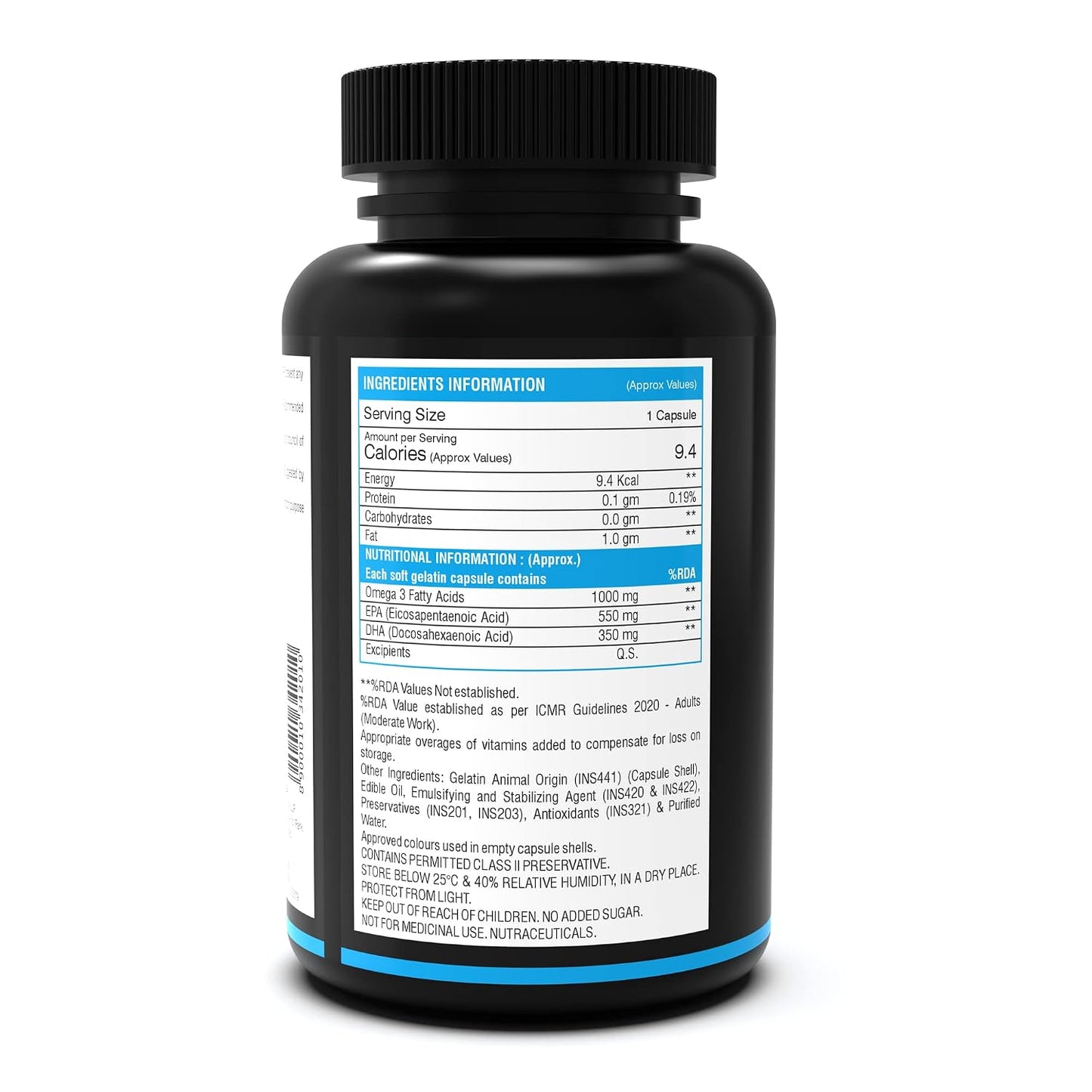 NutritJet Omega 3 Fish Oil 1000mg High Strength with 550 mg EPA and 350 mg DHA for Healthy Heart, Joint Care, Better Skin & Bones Health - 60 Softgels