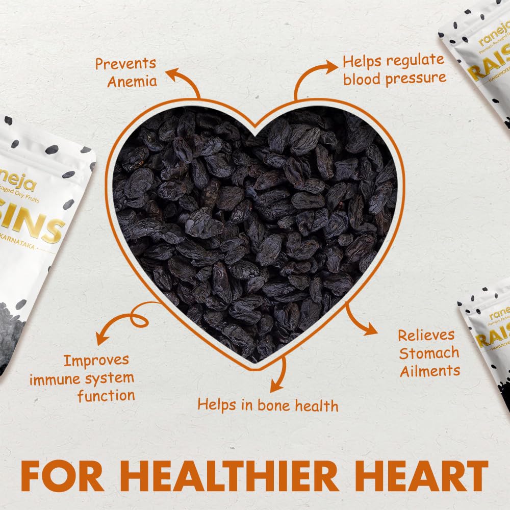 Raneja Premium Afghani Seedless Black Raisins 300g | High in Antioxidant Kali Kishmish/Kismis Dry Fruits, Healthy Snacks | Rich in Fiber & Potassium | Naturally Sweet & Tasty