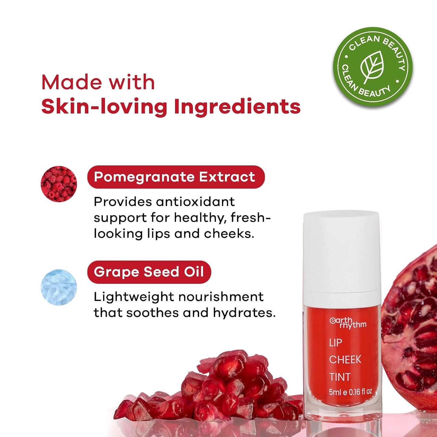 Earth Rhythm Lip & Cheek Tint – 10 Hour Wear, 100% Plant-Based Pigments, No Silicones, No Mineral Oil - Cherry