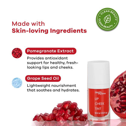 Earth Rhythm Lip & Cheek Tint – 10 Hour Wear, 100% Plant-Based Pigments, No Silicones, No Mineral Oil - Cherry