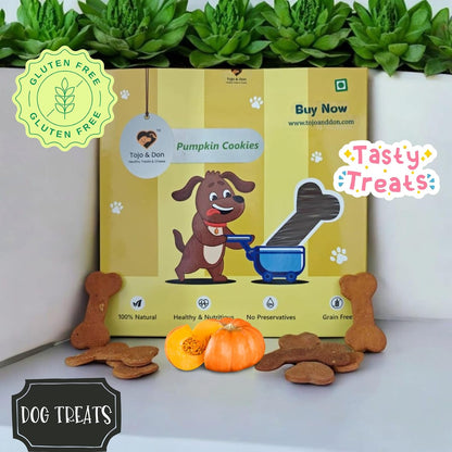 Tojo & Don Pumpkin Biscuits for Dogs, 200 g | 100% Veg, Grain-Free & Gluten-Free Pumpkin Cookies | Healthy Dog Treats with High Fibre | No Preservatives | Easy to Digest | for All Dog Sizes