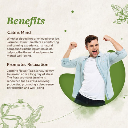 Neuherbs Jasmine Flower Tea 30g (Pack of 1) | Promote Calmness and Relaxation | 100% Clean, Natural & Pure | Rich in Antioxidant | Caffeine Free Tea