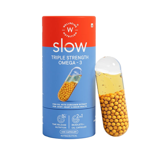 Zephivo Wellbeing Nutrition Slow Triple Strength Omega 3 Fish Oil Capsules for Men and Women 1240mg | 620mg EPA, 397mg DHA | Advanced Omega 3 Supplement with Curcumin for Brain, Joint & Heart (60 Capsules)