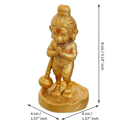 Premium Resin Bal Lord Hanuman Showpiece for Home Decor, Hanuman Idol Statue for Car Dashboard | Hanuman Ji Bajrang Bali Ki Murti for Home and Office Temple (3.14" Inches Gold)