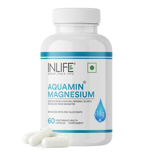 INLIFE Marine Magnesium Supplement 1060mg | Aquamin Mg Naturally Sourced from Red Algae with Zinc Gluconate | Multi-Mineral Complex | Supports Muscle Function, Energy, Metabolism & Daily Wellness | 60 Vegetarian Capsules (60)