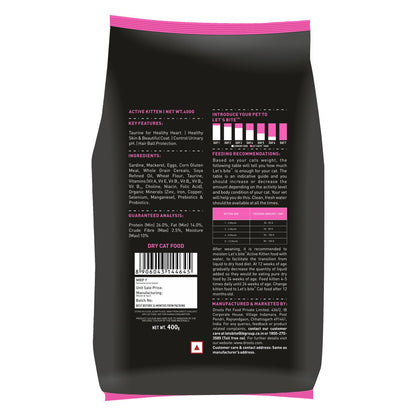 Let's Bite Active Kitten Dry Cat Food, 400 gm Pack