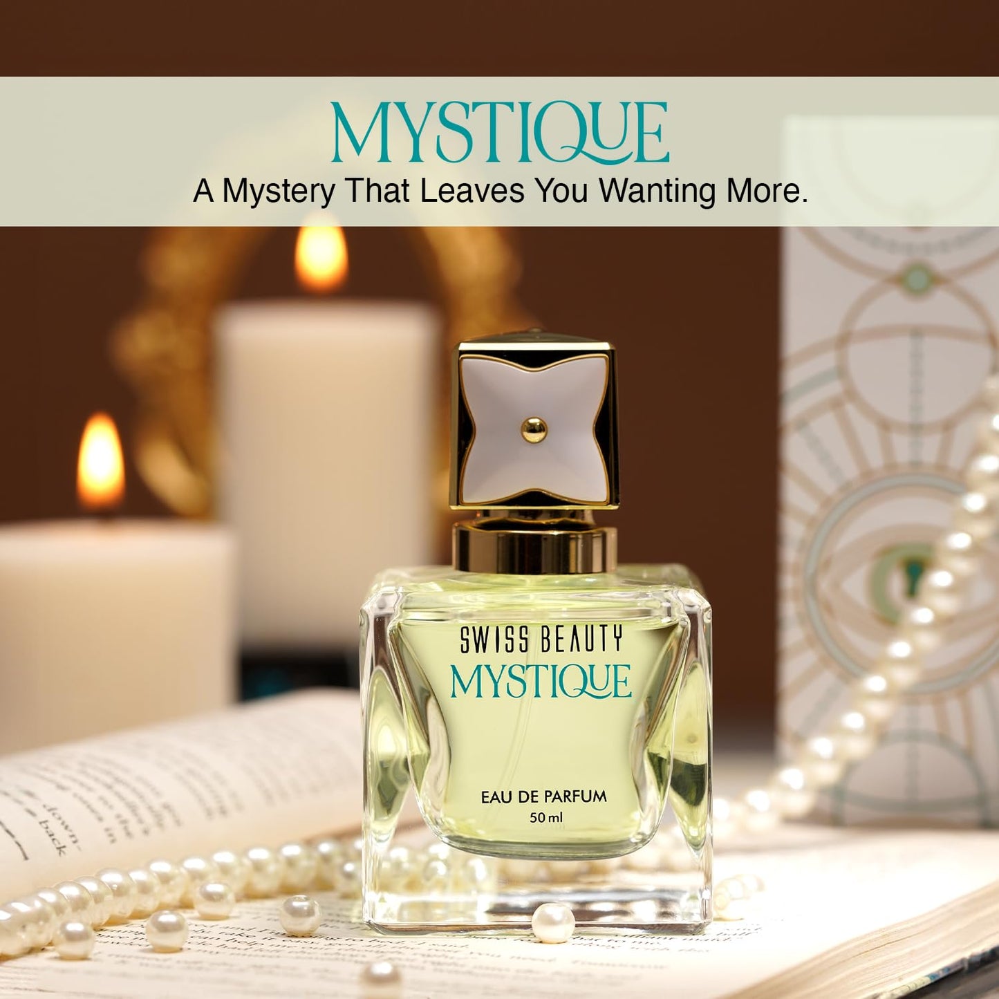 Swiss Beauty Mystique EDP | Long-Lasting | Ideal For Gifting | Everyday Wear | Top Note: Pink Pepper | Middle Notes: Rose & Raspberry Flowers | Base Note: Amber | 50ml