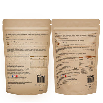 Neuherbs Organic Safed Musli + Ashwagandha Powder (200g) | Herbal Combo For Strength & Stamina Booster, Support for Stress, Mental Calmness & Anxiety Issues