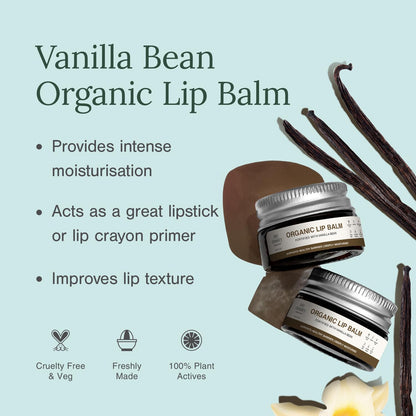 Juicy Chemistry Organic Lip Balm with Vanilla Bean, 5g | Deeply Moisturising & Nourishing Lip Care | Supports Healthy Lip Barrier | For Dry & Sensitive Lips | Dermatologically Tested | Cruelty Free & Veg