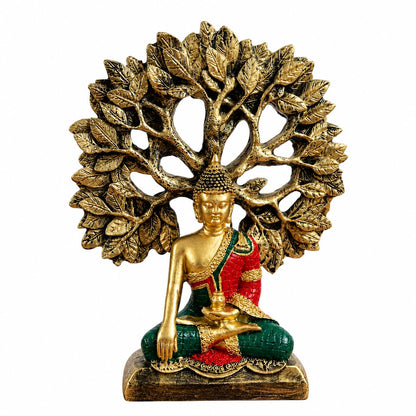 eCraftIndia Buddha Idol for Home Decor Living Room | Gautam Buddha Statue Under the Bodhi-Tree | Showpiece Gift for Housewarming Birthday