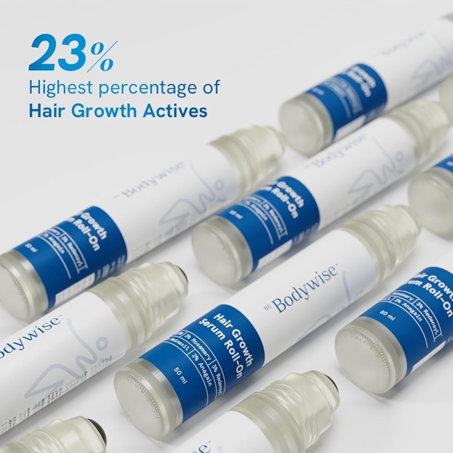 Be Bodywise Rosemary Hair Growth Serum (Roll On)|Promotes Hair Growth & Stimulates Hair Follicles |3% Rosemary, 3% Redensyl & 2% Anagain | Hair Fall Control Serum For Unisex |For All Hair Types | 50Ml