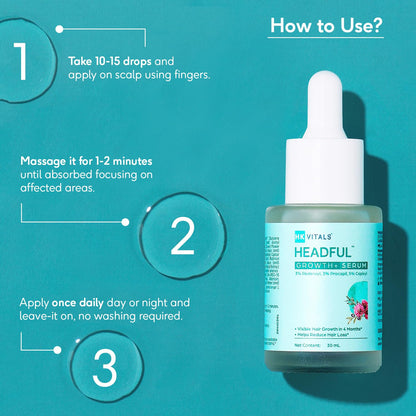 HK Vitals by HealthKart Headful Growth+ Serum with 3% Redensyl™, 3% Procapil™, & 5% Capixyl™ (30ml) | For Hair Growth & Hair Fall Control | Dermatologically Tested