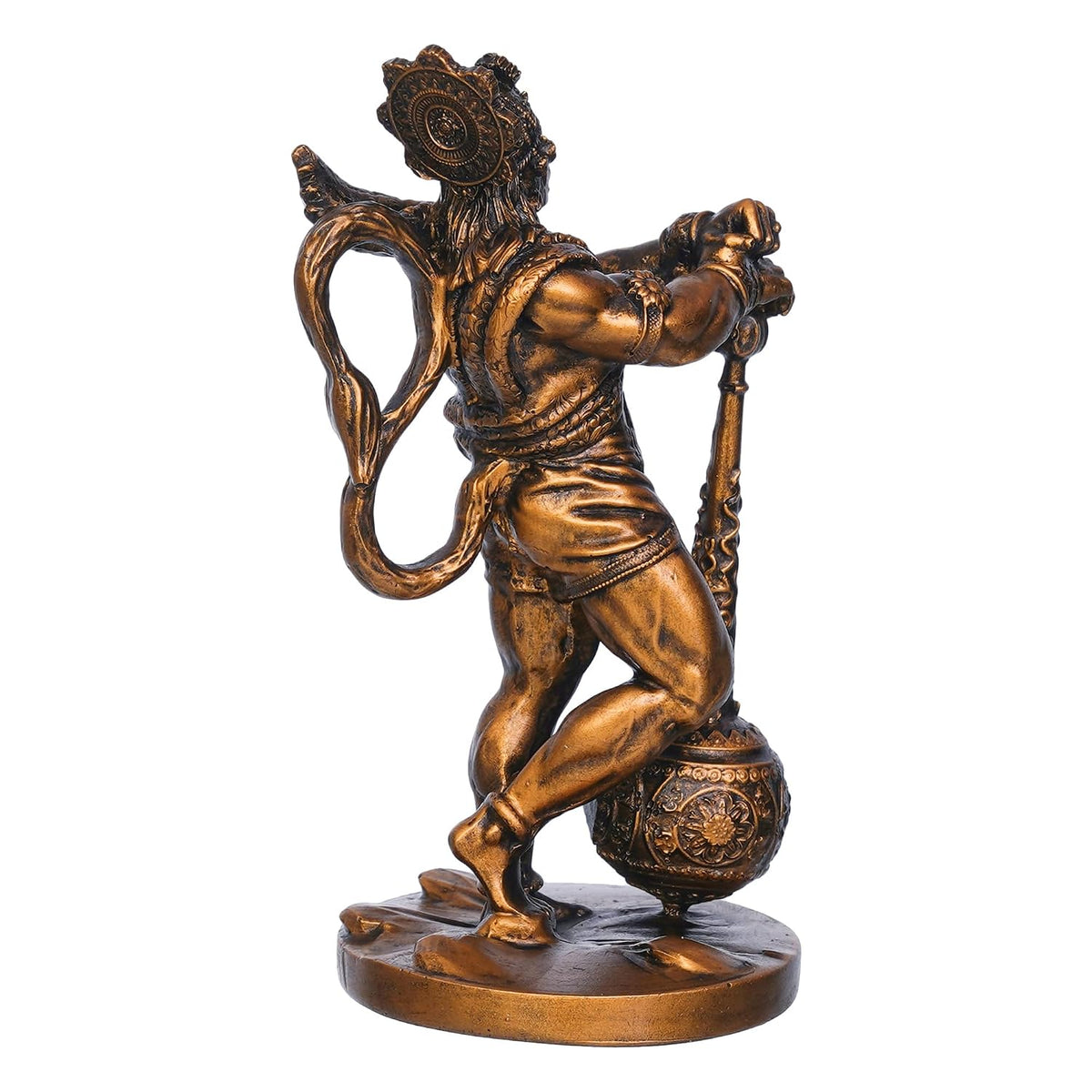 Golden Resin Hanuman Ji Murti with Gada | Lord Hanuman Idol for Car Dashboard Home Office Hanuman Statue Hanuman Murti Gift for Diwali Hanuman Jayanti Ram Navami Housewarming Birthday