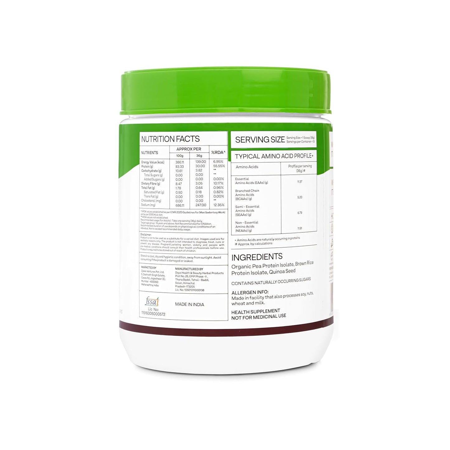 OZiva Plant Protein for Everyday Fitness | 30g Protein - Pea Isolate | Complete Plant Protein Powder | No Added Sugar, Certified Clean & Vegan (Unflavoured, 500g)