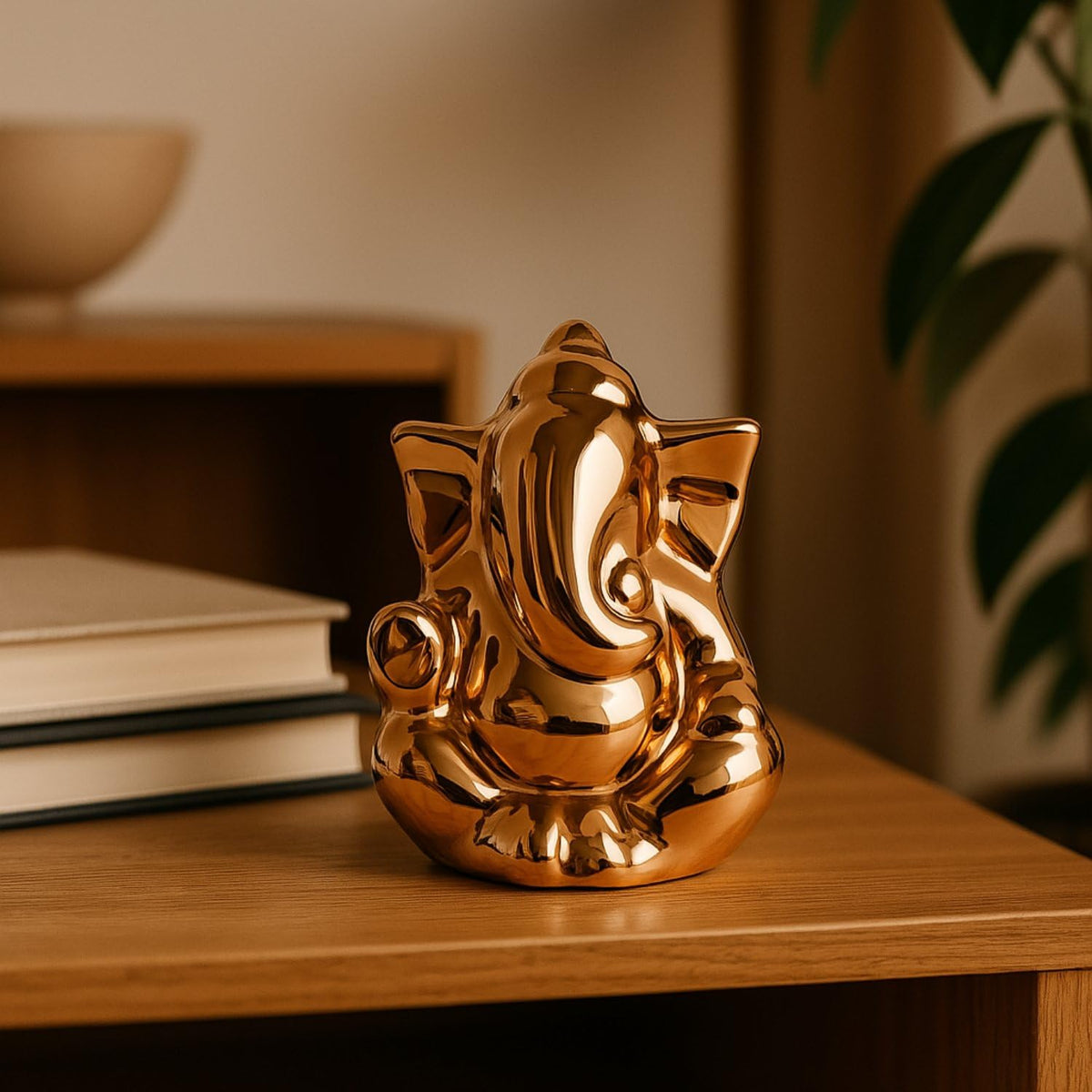 sculpmart Ganesh Idol for Home Decor & Car Dashboard | Ganesh Ji Murti Decorative Showpiece for Home Decor | Pooja Room & Office Desk (Golden) 10 CM