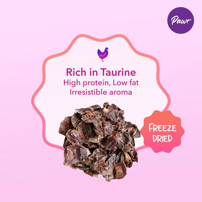 Pawr4Cats | Chicken Hearts Zoomy Treats | Freeze-Dried | Rich in Taurine and Proteins | No Preservative | Use as Treat or Food Topper | 45 GMS,All Life Stages