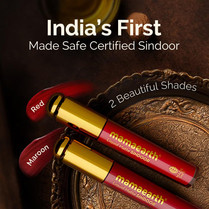 Mamaearth Liquid Matte Sindoor with Almond Extract & Vitamin E - 2.8 ml | 02 - Maroon | India’s First Made Safe Certified Sindoor | Mercury & Lead Free | Long-lasting & Smudge-proof