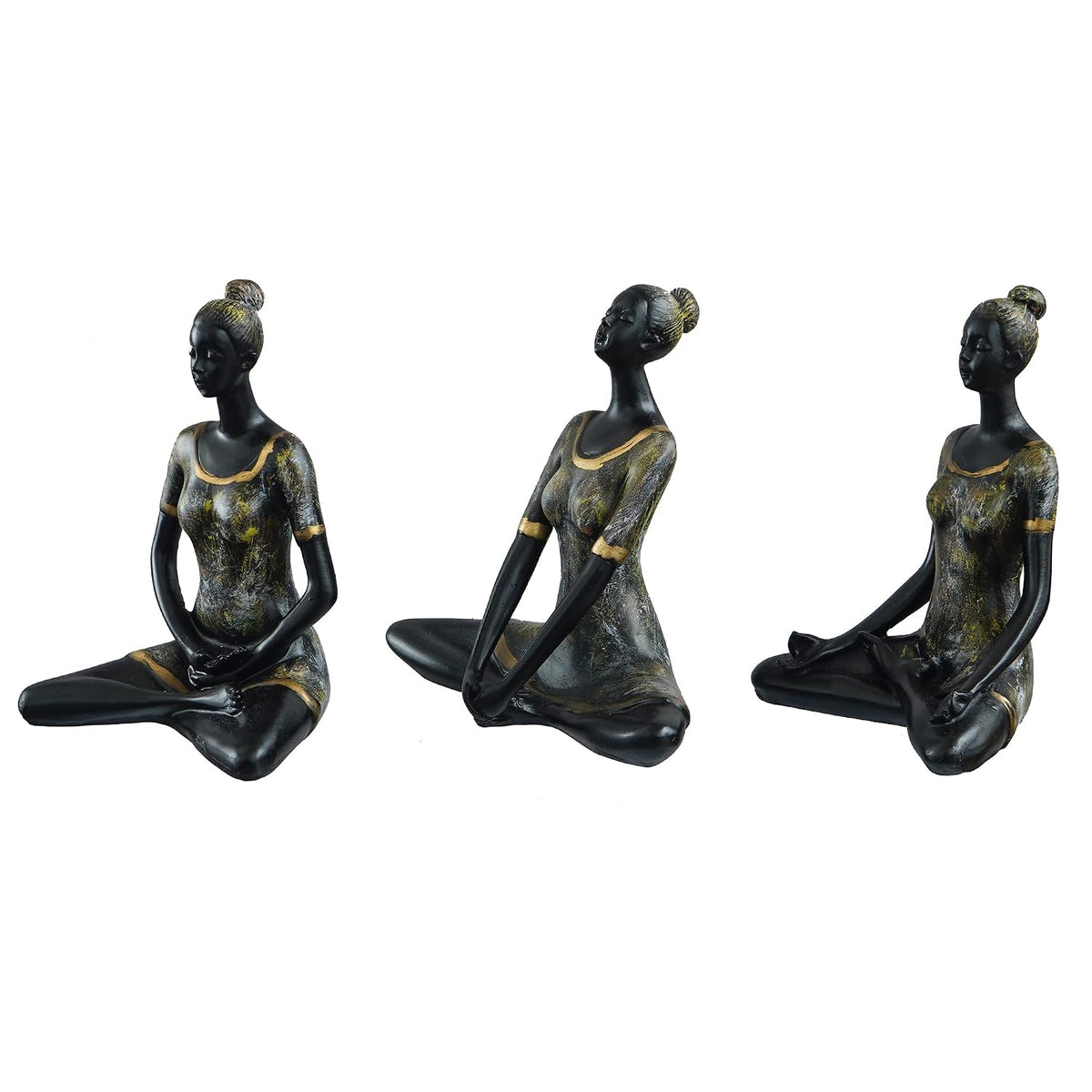 Set of 3 Resin Ladies In Sukhasana Padmasana Butterfly Yoga Poses Yoga Women Statues Showpieces for Home Decor Living Room Bedroom Office Womens Day Gift for Ladies Birthday Gift For Women