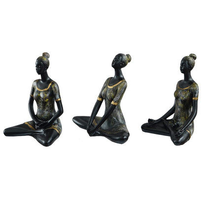 Set of 3 Resin Ladies In Sukhasana Padmasana Butterfly Yoga Poses Yoga Women Statues Showpieces for Home Decor Living Room Bedroom Office Womens Day Gift for Ladies Birthday Gift For Women