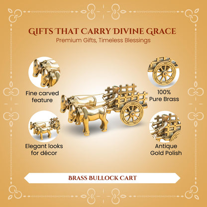 100% Pure Brass Bullock Cart with Gift Box | Decorative Showpiece for Home Decor New Home Item | Indian Souvenir Gift for Foreigners Housewarming Grah Pravesh Wedding Diwali Gift